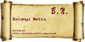 Balanyi Netta névjegykártya